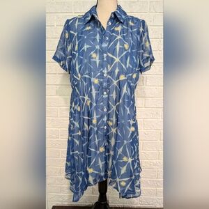 NWT Urban Outfitters UO Sheer Daisy Babydoll Dress SZ Large Embroidered Button